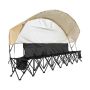 Portable folding 6-seater football bench with pockets and canopy, black
