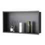 Shower niche, 33x63.5x10.2 cm, recessed, black, stainless steel, sealed for bathroom