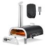 Outdoor pizza oven 12 inches, wood or pellet fired, with thermometer, black