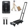 Foldable hand platform trolley, 227 kg, black, with 6 wheels and bungee cords