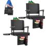 Portable grandstand seat with armrest, backrest and cushion, black, 2 pcs.