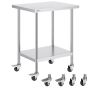 Stainless steel work table 24x30x38 inches, with casters, adjustable height, silver color
