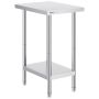 Stainless steel workbench, 24x18x34 inches, 3 adjustable heights