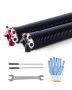 Garage door torsion springs, pair, 0.25x2x31 inch, black coating, with winding rods and mounting key