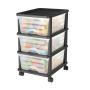 Plastic trolley with 3 drawers and wheels for storing things