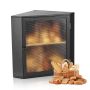 Corner bamboo bread box with acrylic door, black