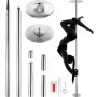 Professional rotating dance pole, 45 mm stainless steel, silver, adjustable height