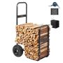 Firewood cart with wheels, 113.4 kg, steel, black, for outdoor and indoor use