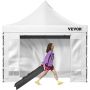Pop-up outdoor tent with canopy, 305x305 cm, white, UV and waterproof, with wheels and removable walls