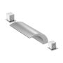 Roman Silver Bathroom Faucet, 3 Holes, 2 Handles, Deck Mounted, Dual Water Flow