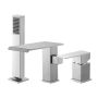 Roman bathroom faucet, 3 holes, stainless steel, with shower head and 1 handle