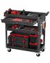 Tool trolley, 4 tiers, with wheels, drawer and lock, black