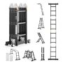 Multifunctional Folding Telescopic Ladder, 3 Steps, A-Frame, 12 Feet High, 330 Pound Load Capacity