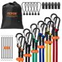 30-piece bungee cord set with A3 steel carabiners and bag