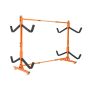 Freestanding steel kayak rack for storing 4 kayaks and canoes