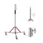 Adjustable photo stand with wheels, stainless steel, 320 cm height