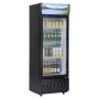 Commercial upright refrigerator, 195 L, with glass door and shelves