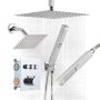 Thermostatic ceiling shower system 305 mm with 152 mm wall-mounted head and hand spray, chrome