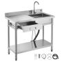 Stainless steel kitchen sink with drawer, mixer tap 1000x500x940 mm