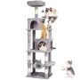 Cat trainer tower, 63 cm, 2 houses, sisal scratching post, hammock, gray