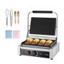 Commercial electric panini grill, 2200W, stainless steel, 34x23 cm flat plate