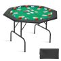 Folding poker table for 8 players, 122 cm, octagonal, with padded handrails and cup holders