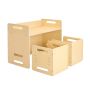 Montessori wooden height-adjustable table and 2 chairs set, natural