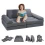 Children's modular sofa bed with removable cover, gray
