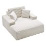 Modern beige upholstered chaise longue 138 cm with cushions and armrests