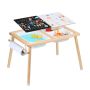 Sensory wooden children's table with storage boxes and paper holder