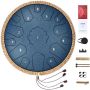 Steel snare drum 14", 15 notes, dark blue, with hammers and bag