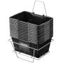 Shopping baskets 12 pcs., 21 L, plastic with metal handle, black