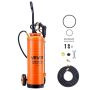 Industrial stainless steel concrete sprayer, 19 L, wheels, 52 cm pipe, 1.2 and 3 m hoses, brass nozzles