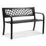 Outdoor metal bench with backrest and armrests, 46 inches, 480 lb load capacity