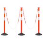 3 red traffic restriction posts 871 mm with chain and reflective strips