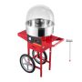 Electric cotton candy machine 1000W with trolley, stainless steel, red