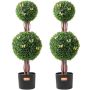 Artificial boxwood fir tree 91 cm with pot and decoration, UV protection