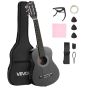Classical wooden guitar 780 mm with accessories, black, for beginners