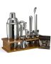 Cocktail Shaker Set, 18-Piece Stainless Steel Bar Tools with Bamboo Stand