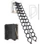 Steel folding attic ladder with handrail, 12 steps, for heights of 9.5-10 feet