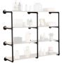 Industrial 4-Tier Wooden Wall Shelf, 11.8 Inch, Rustic Style