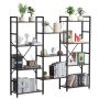 Triple metal industrial bookshelf, 11 tiers, large