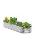 Metal galvanized raised bed, 4x2x1 feet, oval, silver