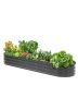 Metal galvanized raised bed, 8x2x1 feet, dark gray, oval, open bottom