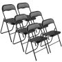 6 folding leather chairs with metal frame, black