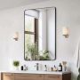 Wall-mounted makeup mirror, aluminum frame, 30x48 inches