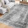 Bohemian Washable Rug 6x9 Feet, Non-Slip, Gray, Soft