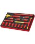 Insulated socket and wrench set, 16 pieces, 1000 V, T-handle, for electricians