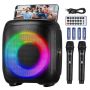 Portable Bluetooth Karaoke Machine with 2 Microphones, 15 W, 4 Inch