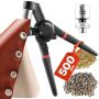 Ring grommets set 12 mm metal gold and silver eyelets 500 pcs. with crimping pliers